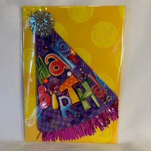 NWT BURGOYNE Colorful 'Party Birthday' Purple Cone Party Hat- 5X7